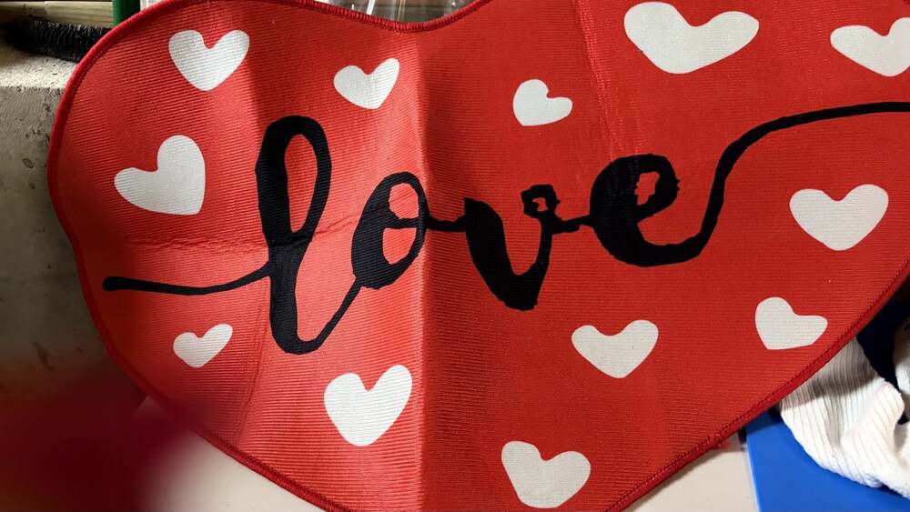Valentine's Day Red Heart-Shaped Non-Slip Bathroom or Accent Mat with Love Print